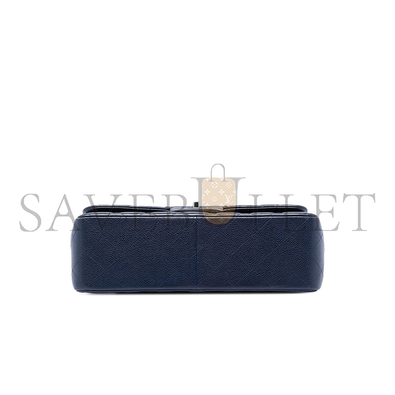 Ch**el MASTER BLUE QUILTED LEATHER JUMBO CLASSIC FLAP BAG (30*20*9cm)